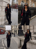 Y2K Aesthetic Black Tracksuit Set: Wide-Leg Pants & Full-Zip Jacket