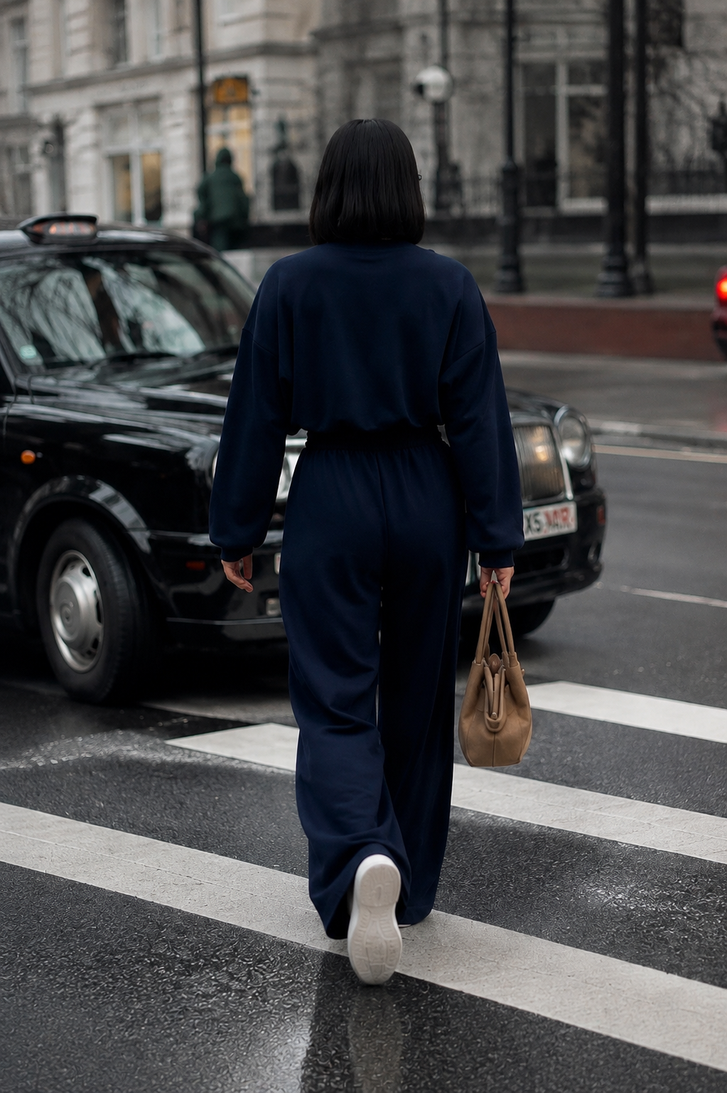 Women’s Navy Blue Button-Up Wide-Leg Co-Ord Set