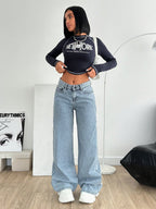 Y2K Streetwear Relaxed Fit Light Wash Baggy Jeans