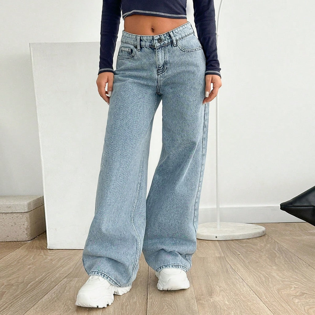 Y2K Streetwear Relaxed Fit Light Wash Baggy Jeans