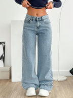 Y2K Streetwear Relaxed Fit Light Wash Baggy Jeans