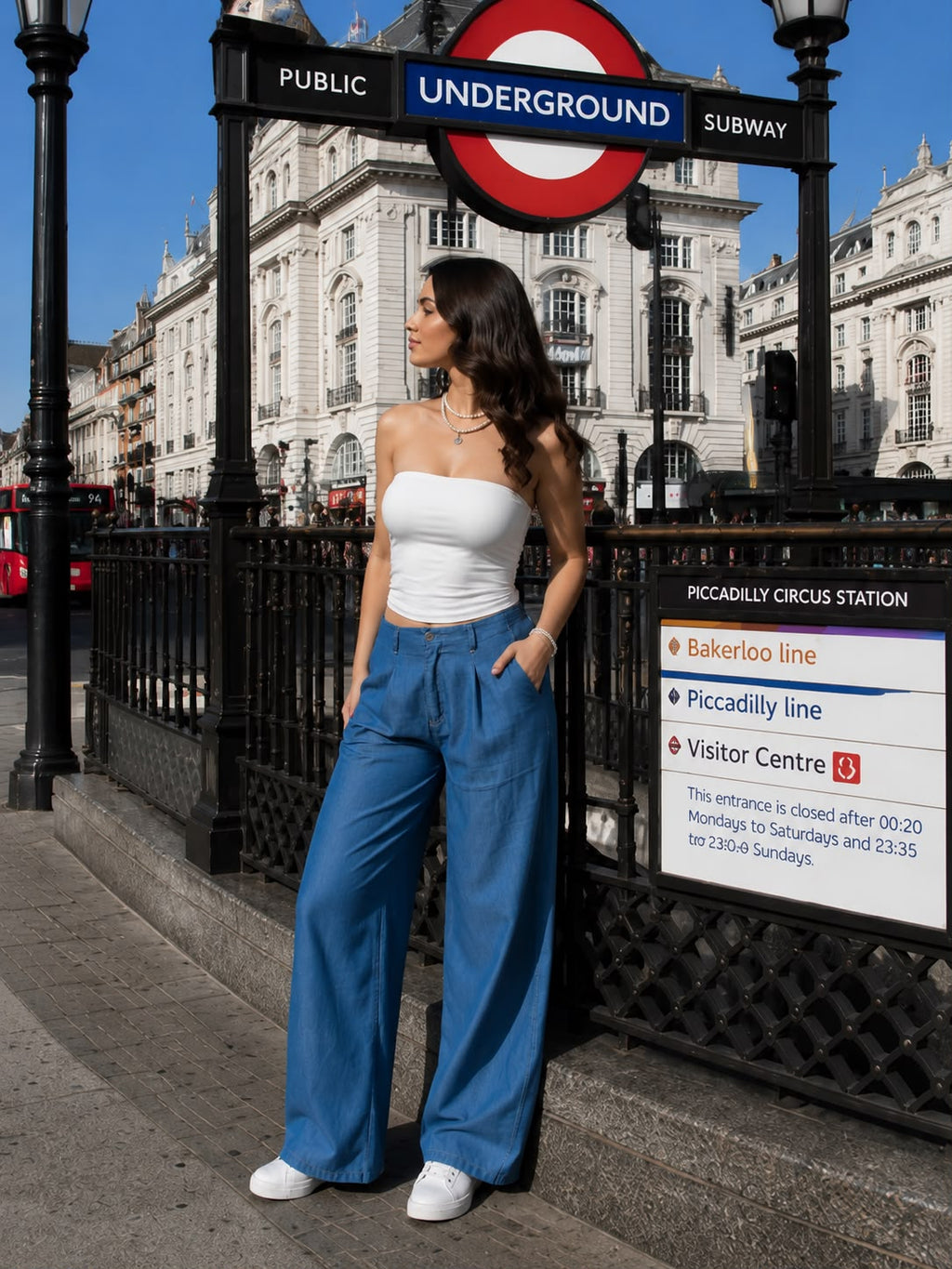 JOVVIN WEAR Ultra-Soft Tencel Denim-Look Wide Leg Pants