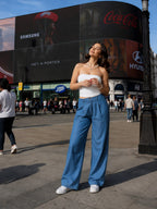 JOVVIN WEAR Ultra-Soft Tencel Denim-Look Wide Leg Pants