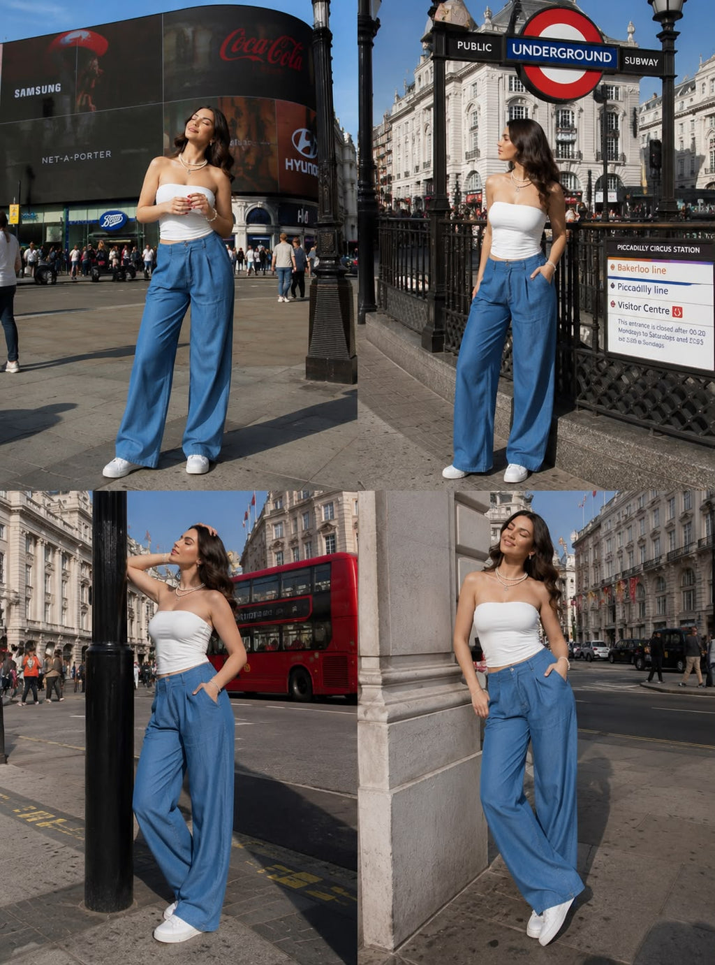 JOVVIN WEAR Ultra-Soft Tencel Denim-Look Wide Leg Pants