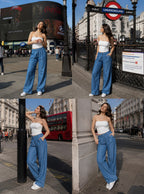 JOVVIN WEAR Ultra-Soft Tencel Denim-Look Wide Leg Pants